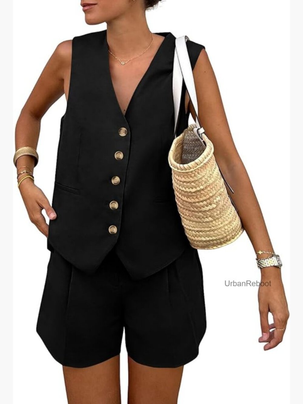 Women's Sleeveless 2 Piece Outfits Vest and Shorts Set Summer Matching Sets